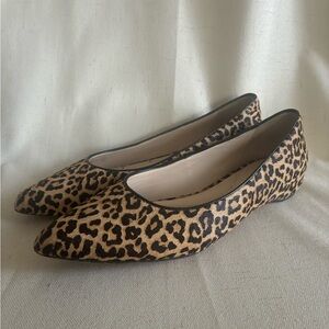 Cole Haan Leopard Haircalf Pointed Toe Flats 8.5B Leather Sole
